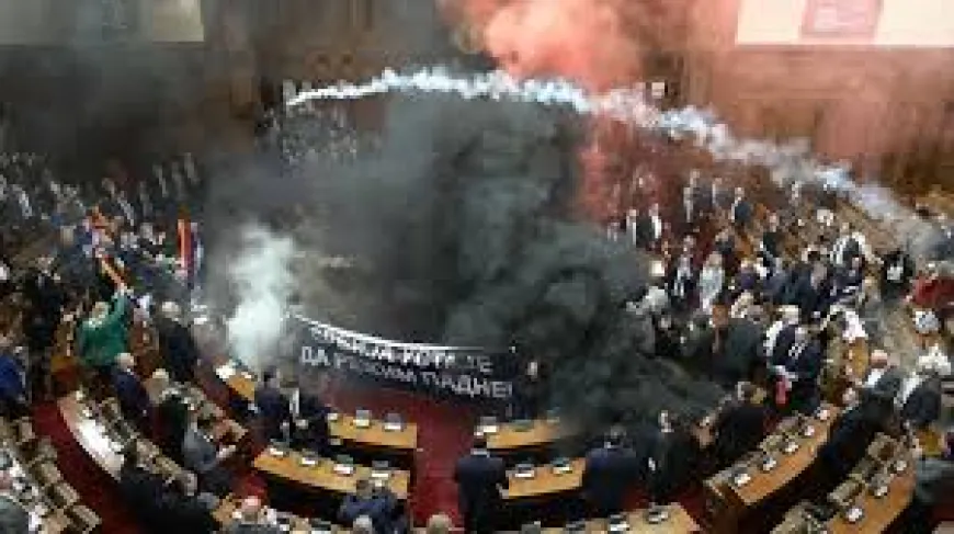 Serbia Parliament Chaos as Opposition MPs Throw Tear Gas.