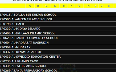 Matokeo Darasa La Saba Zanzibar 2025 Full Results
