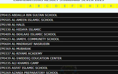 Matokeo Darasa La Saba Zanzibar 2025 Full Results