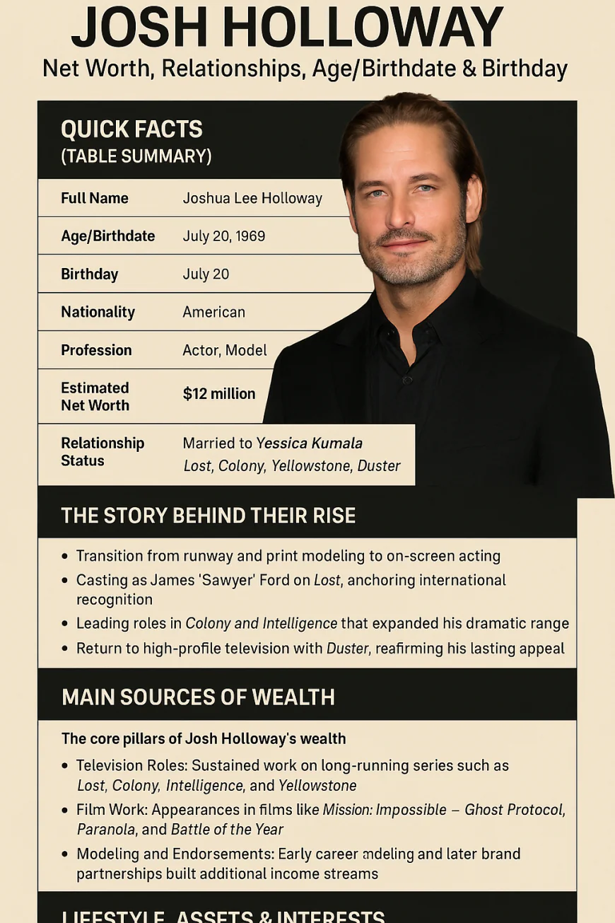 Josh Holloway Net Worth, Relationships, Age/Birthdate & Birthday Facts