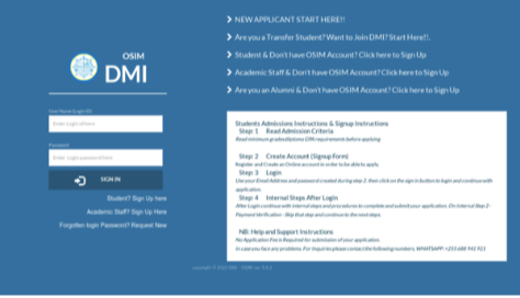 Osim Login DMI - Student Portal