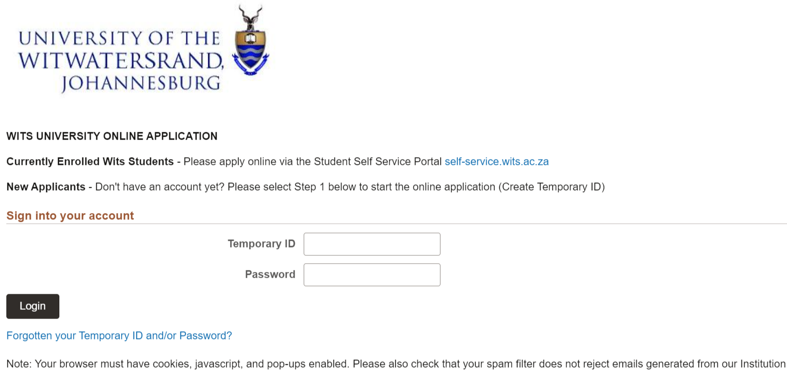 University of Witwatersrand (Wits) Online Registration