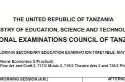 NECTA Ratiba ya DSEE 2024 - DSEE Exam Timetable, May 2024