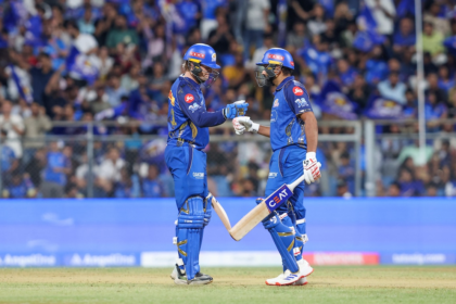 MI vs KKR 2026 highlights as Mumbai Indians chase 221 with Rohit Sharma and Rickelton leading a dominant six-wicket win.