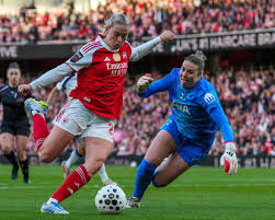 Arsenal vs Tottenham ends 5-2 as Alessia Russo scores a hat-trick, boosting Arsenal’s Champions League hopes in the Women’s Super League.