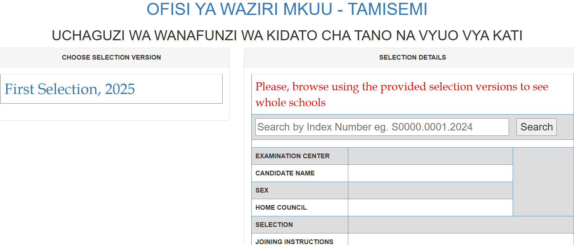 Waliochaguliwa Kidato cha Tano 2026/2027 Full List