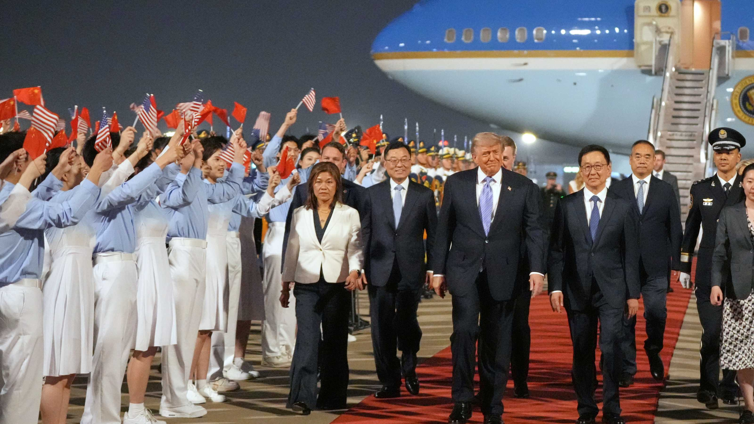 Trump arrives in China for a major summit with Xi Jinping focused on trade, Taiwan, AI chips, and the Iran conflict.