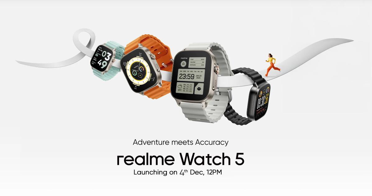Realme will launch the Watch S5 and Buds Air8 Pro in India on May 22 with AI features, 55dB ANC, AMOLED display, and long battery life.