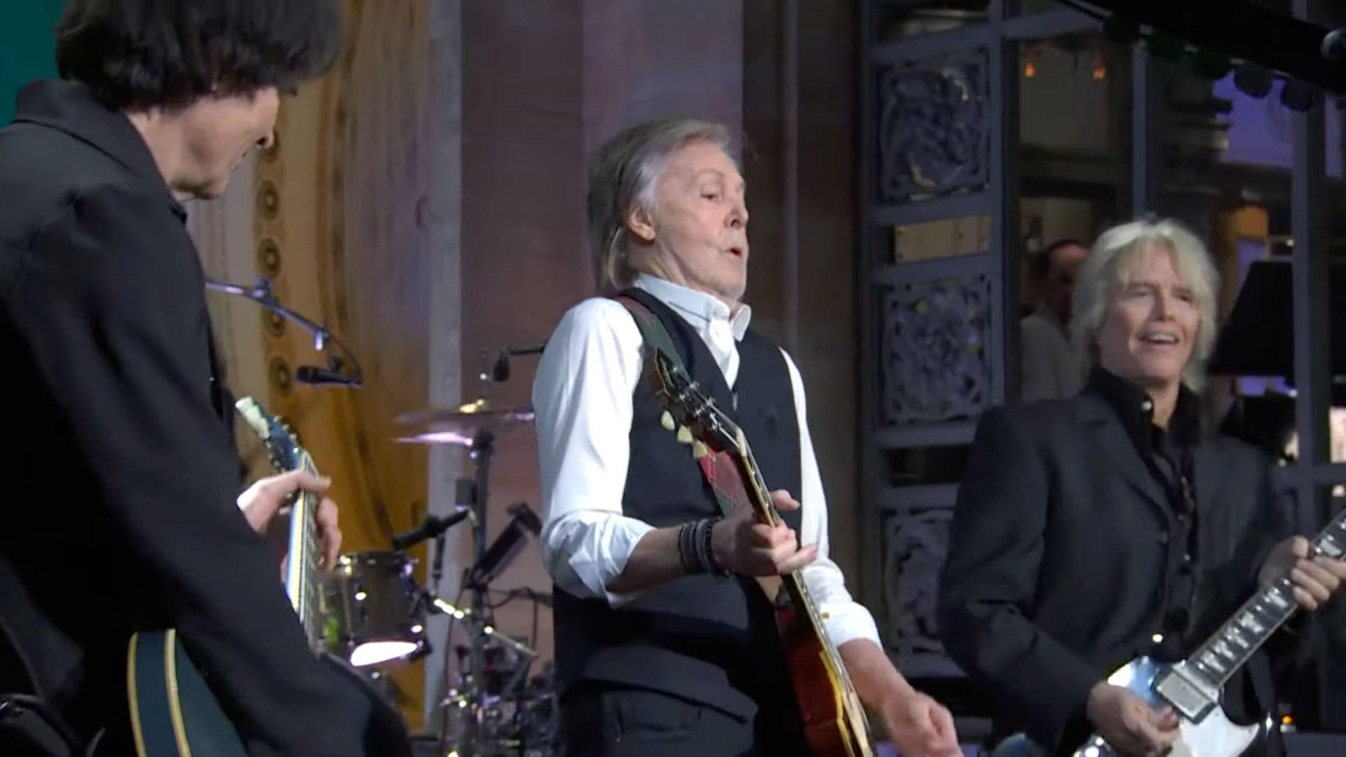 Paul McCartney returned to SNL with three performances, surprise moments, and songs from his upcoming album The Boys of Dungeon Lane.