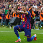 Barcelona beat Real Betis 3-1 as Raphinha scored twice and Hansi Flick’s champions completed a perfect home La Liga season.