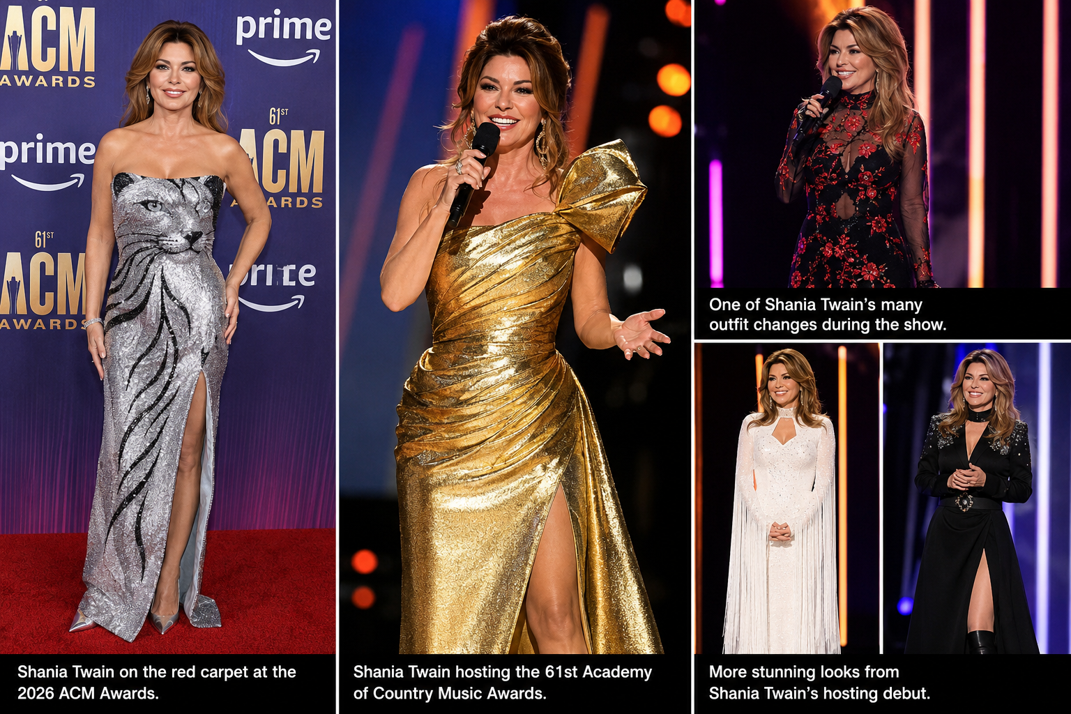 Shania Twain dazzled as host of the 2026 ACM Awards with stunning fashion, emotional tributes, and unforgettable moments in Las Vegas.